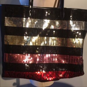 Black silver gold and pink sequins Victoria’s Secret bag.